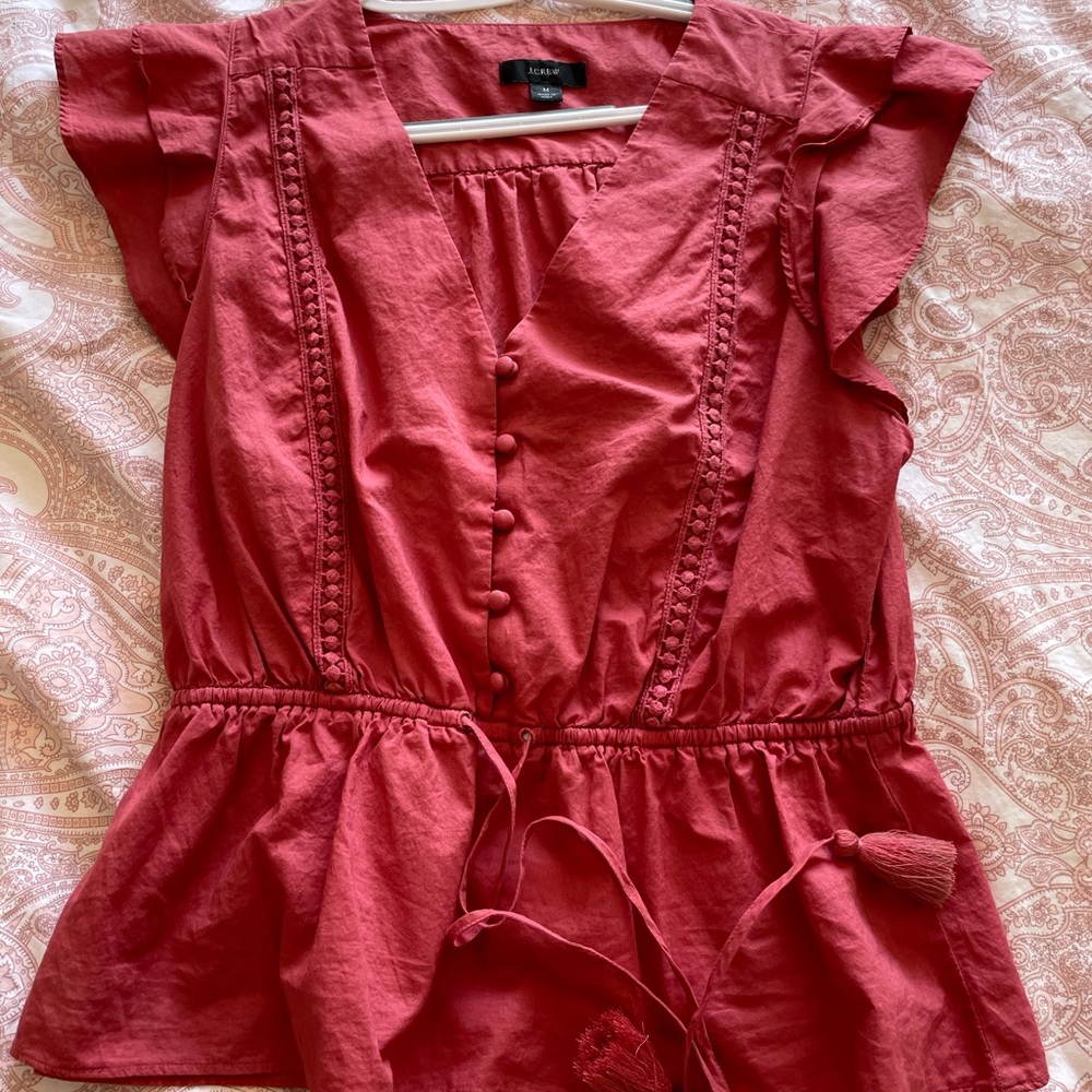 J Crew flutter sleeve blouse - Picture 2 of 5